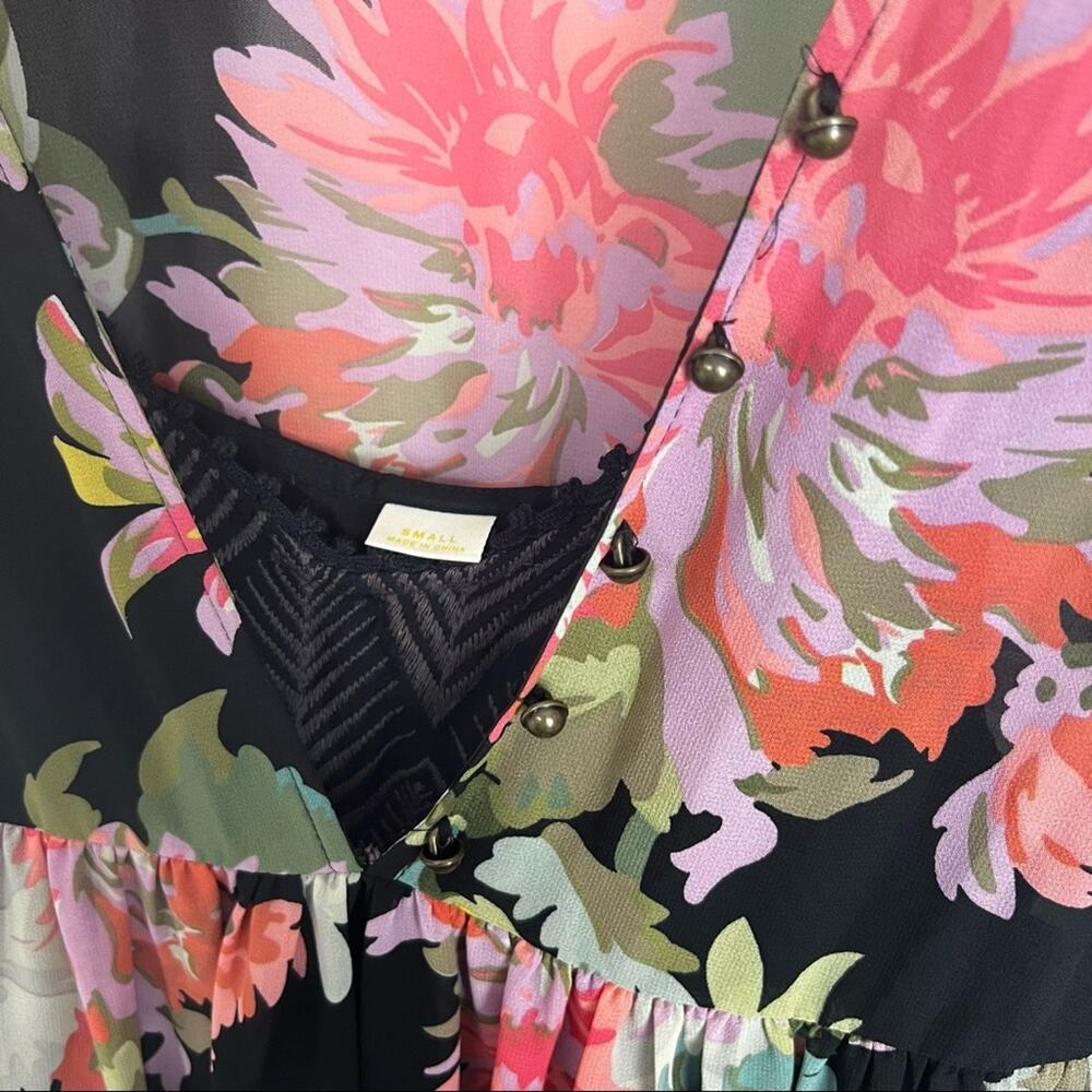 Anthropologie Black Floral Babydoll Dress - Picture 8 of 12